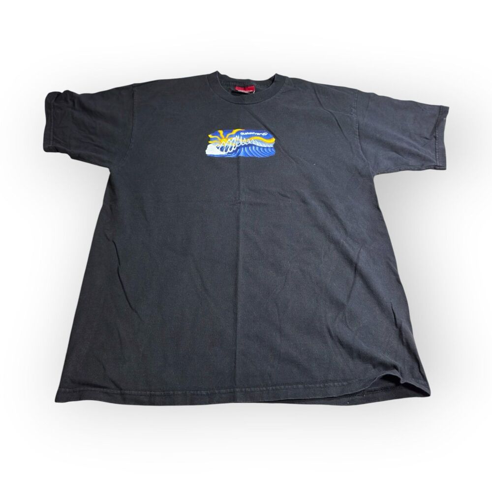 Quiksilver Waves T-Shirt Size Large Black Shirt Retro 100% Cotton Skater Y2K VTG